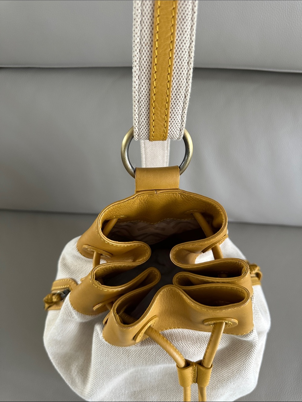 Via Spiga Canvas and Leather Sling Bucket Bag - Picture 13 of 16